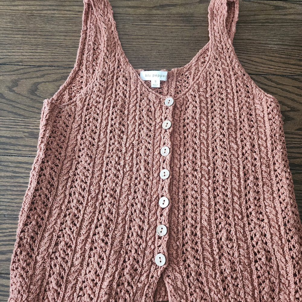 Blu Pepper Dusty Rose Knit Tank Top